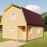 Каркасный дом с мансардным этажем 8x6 СНТ